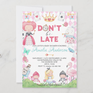 Invitación Alicia caprichosa en Baby Shower de la tierra de l