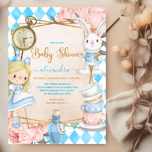 Invitación Alicia caprichosa en Baby Shower de la tierra de l
