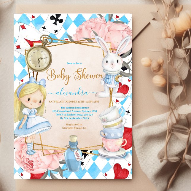 Invitación Alicia caprichosa en Baby Shower de la tierra de l (Subido por el creador)