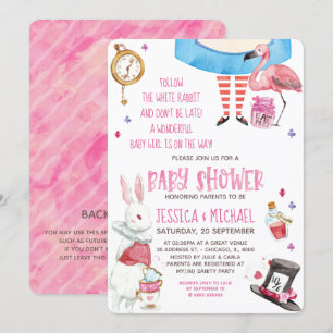Invitación Alicia caprichosa en Baby Shower de la tierra de l