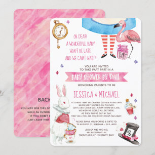 Invitación Alicia caprichosa en el Baby Shower de la tierra d
