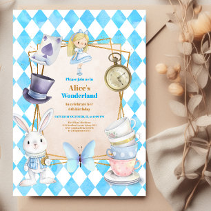 Invitación Alicia caprichosa en la fiesta de cumpleaños del p
