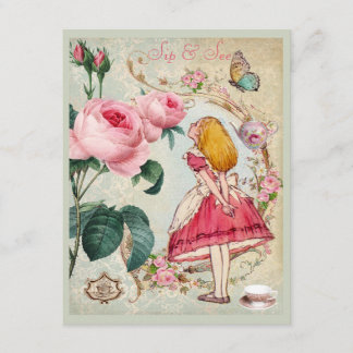 Invitación Alicia caprichosa en sorbo del collage del país de
