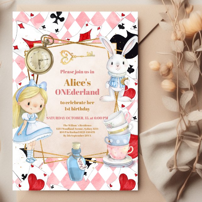 Invitación Alicia chica en el país de las maravillas Fiesta d (Subido por el creador)