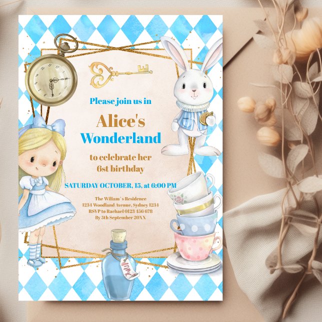 Invitación Alicia chica en el té de cumpleaños de Maravilla (Subido por el creador)
