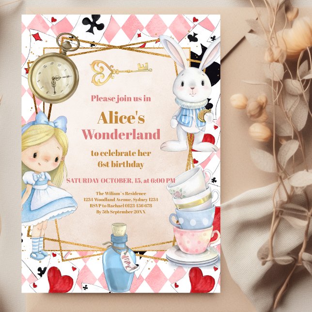 Invitación Alicia chica en el té de cumpleaños de Maravilla (Subido por el creador)