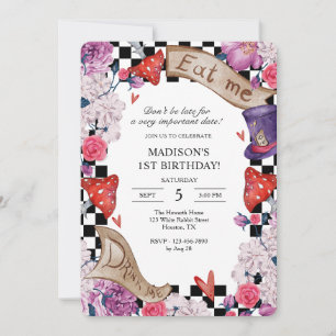 Invitación Alicia chica En La Fiesta Del Cumpleaños De La Tie