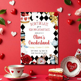 Invitación Alicia de acuarela floral en el cumpleaños de Aust