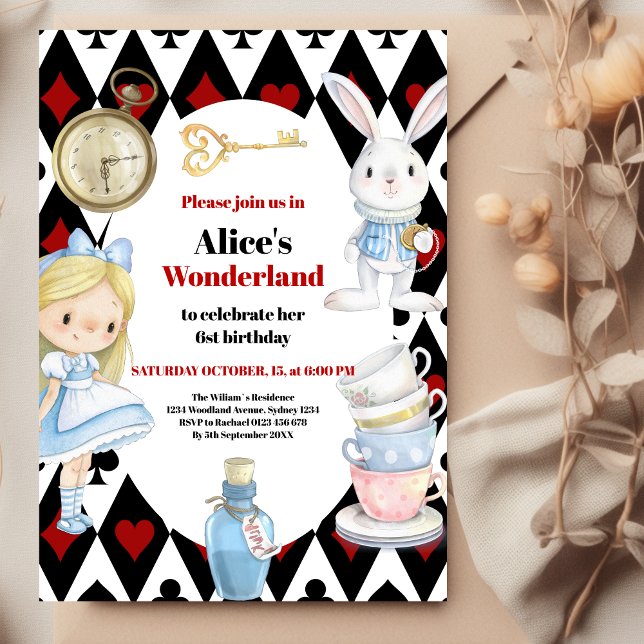 Invitación Alicia de cuento de hadas en el cumpleaños del paí (Subido por el creador)