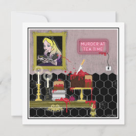 Invitación Alicia de Halloween en la época del té de la tierr