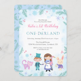 Invitación Alicia de Invierno en primer cumpleaños de Chicas