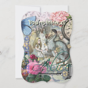 Invitación Alicia en arte clásico de Dodo en el país de las m