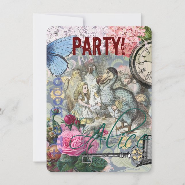 Invitación Alicia en arte clásico de Dodo en el país de las m (Anverso)