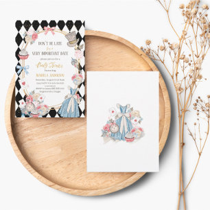 Invitación Alicia en Baby Shower con acuarela de maravilla