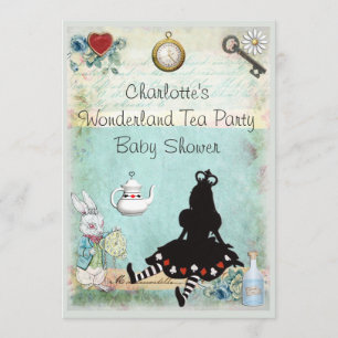 Invitación Alicia en Baby Shower, Fiesta de té de la tierra d