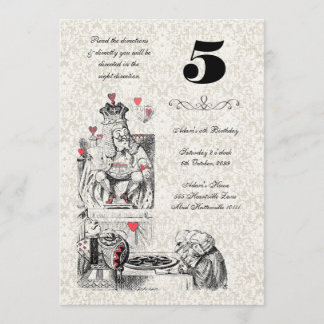 Invitación Alicia en cumpleaños rojo de la fiesta del té de