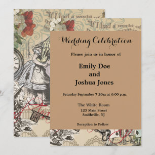 Invitación Alicia en el arte clásico de la cortina de las mar