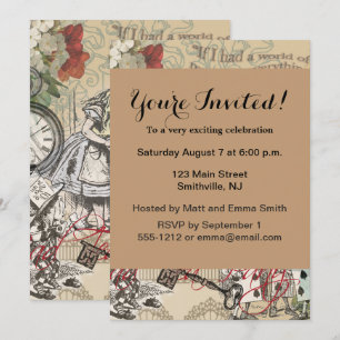 Invitación Alicia en el arte clásico de la cortina de las mar