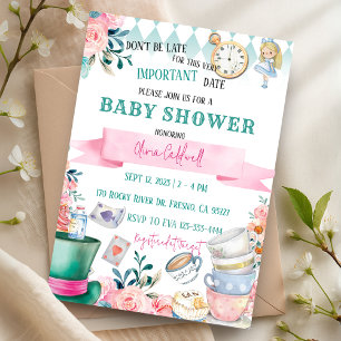 Invitación Alicia en el Baby Shower Fiesta de té de la tierra
