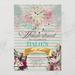 Invitación Alicia en el cumpleaños de Chalkboard en el país d