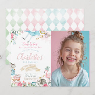 Invitación Alicia en el cumpleaños del país de las maravillas