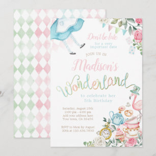 Invitación Alicia en el cumpleaños del país de las maravillas