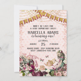 Invitación Alicia en el cumpleaños del país de las maravillas