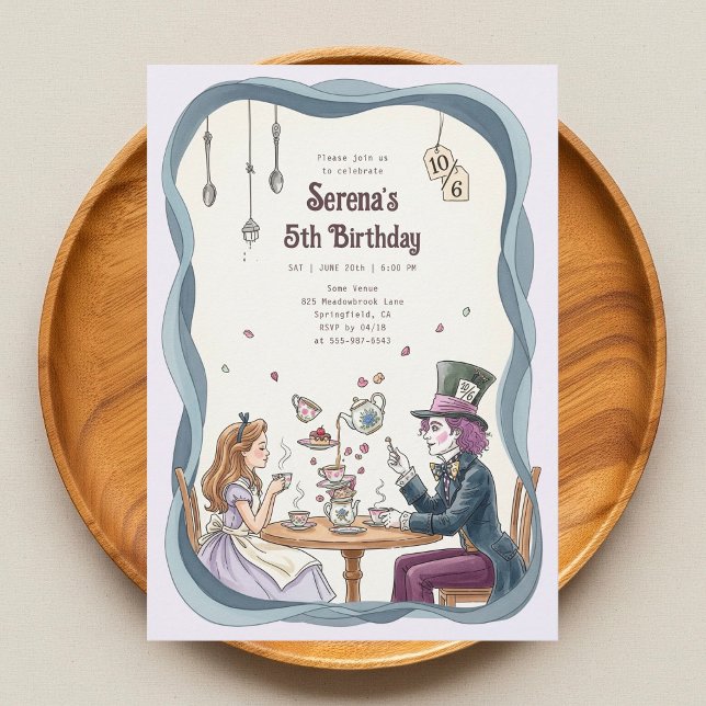 Invitación Alicia en el cumpleaños del té de la tierra de las (Subido por el creador)