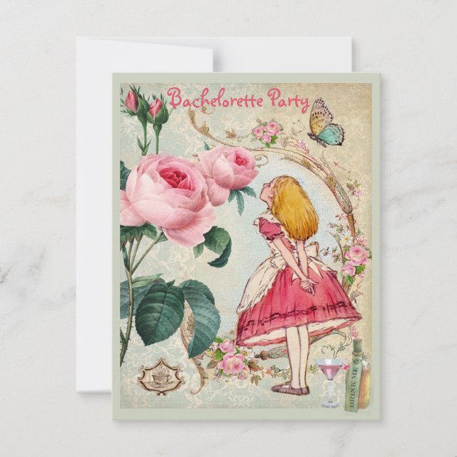 Invitación Alicia en el fiesta de Bachelorette del collage (Anverso)