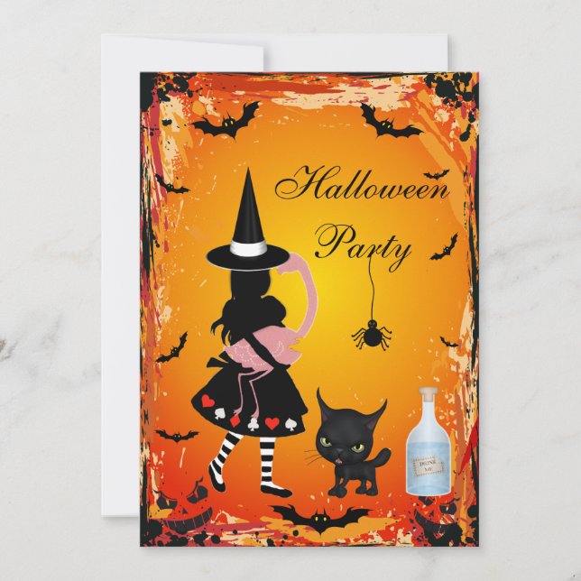 Invitación Alicia en el fiesta de Halloween del país de las (Anverso)