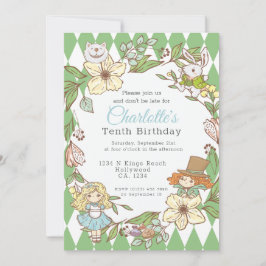 Invitación Alicia en el Fiesta personalizado de la tierra de