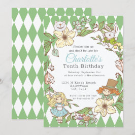 Invitación Alicia en el Fiesta personalizado de la tierra de