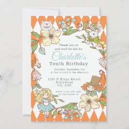 Invitación Alicia en el Fiesta personalizado de la tierra de