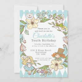 Invitación Alicia en el Fiesta personalizado de la tierra de