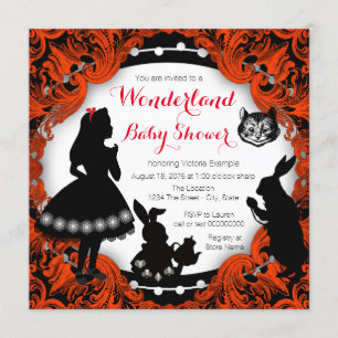 Invitación Alicia en el País de las Maravillas Baby Shower Ro