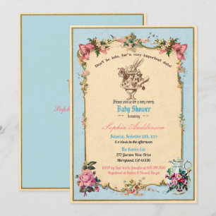 Invitación Alicia en el país de las maravillas Baby Shower Si