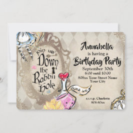 Invitación Alicia en el país de las maravillas bajo el Fiesta