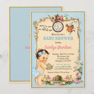 Invitación Alicia en el país de las maravillas, bebé, niña y 