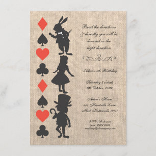 Invitación Alicia en el país de las maravillas Burlap Tea Fie