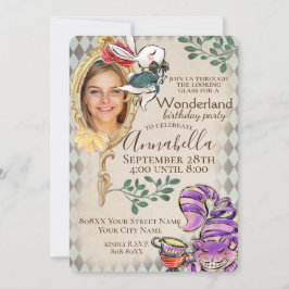 Invitación Alicia en el país de las maravillas con la fiesta 