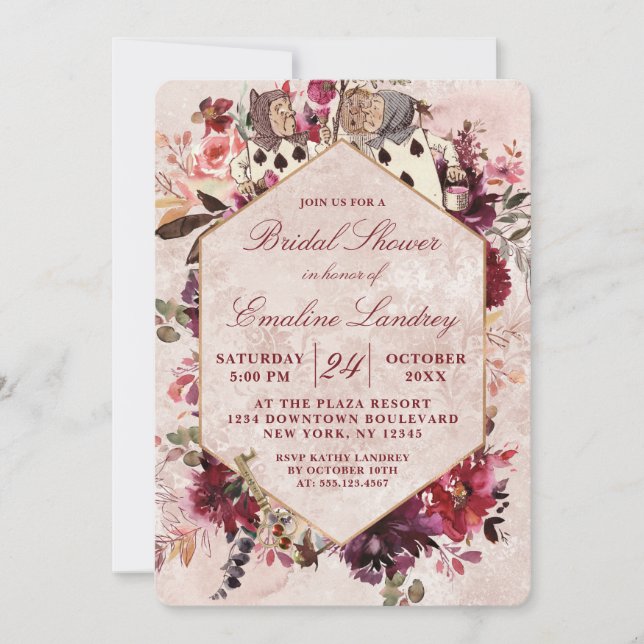 Invitación Alicia en el país de las maravillas con una elegan (Anverso)