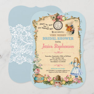 Invitación Alicia en el país de las maravillas ducha de novia