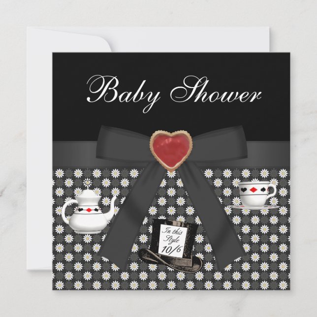 Invitación Alicia en el país de las maravillas: el Fiesta neg (Anverso)