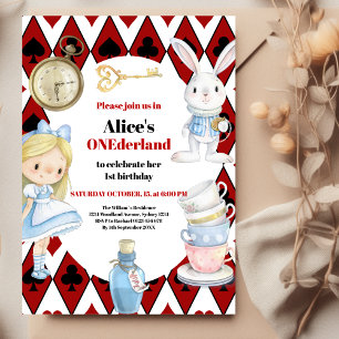 Invitación Alicia en el país de las maravillas Fiesta del pri