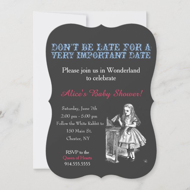 Invitación Alicia en el país de las maravillas, personalizado (Anverso)