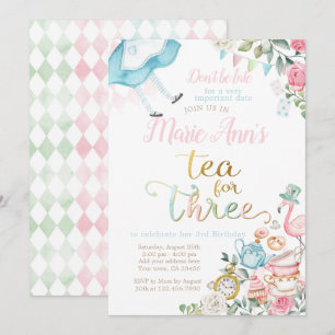 Invitación Alicia en el país de las maravillas, té por tres c