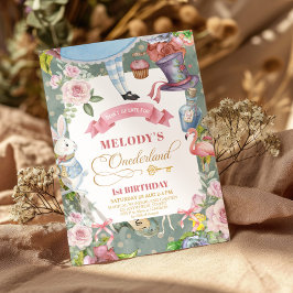 Invitación Alicia en el País de las Maravillas Vintage 1er cu