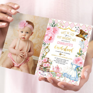 Invitación Alicia en el país de Onederland Foto del Fiesta de