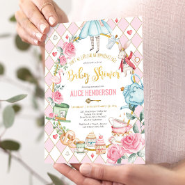 Invitación Alicia en el té Baby Shower de Wonderland Mad Hatt