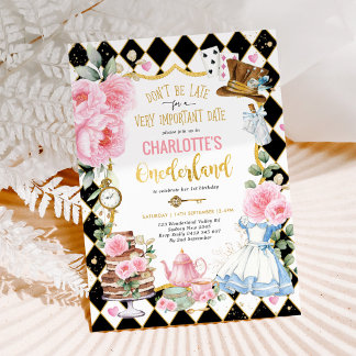 Invitación Alicia en el Té Loco de Onederland Fiesta de cumpl